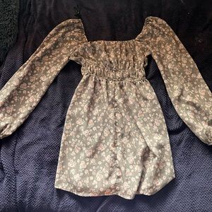 Beige dress with flowers from forever 21 size small
